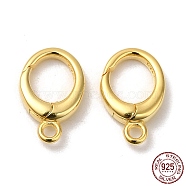 925 Sterling Silver Twister Clasp, with S925 Stamp, Real 18K Gold Plated, 12x7x2.5mm, Hole: 1.4mm(STER-D006-14G)