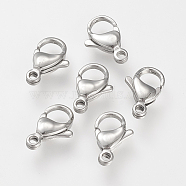 304 Stainless Steel Lobster Claw Clasps, Parrot Trigger Clasps, Stainless Steel Color, 12.5~13x8x3.5mm, Hole: 1.5mm(X1-STAS-S066-13mm-15)