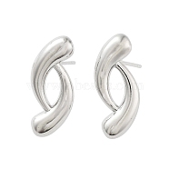 Teardrop Brass Stud Earrings, Long-Lasting Plated, Lead Free & Cadmium Free, Platinum, 24x9.5mm(EJEW-Q811-15P)