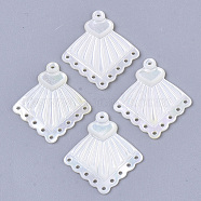 White Shell Chandelier Components Links, Rhombus, White, 23x21x2mm, Hole: 1mm(SHEL-T016-02)