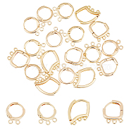 DIY Earring Making Finding Kit, Including Brass Huggie Hoop & Leverback Earring Findings, with Horizontal Loops, Real 18K Gold Plated, 14~16.5x11.5~12.5x1.5~2.5mm, Hole: 1~1.5mm, Pin: 0.8~1.2mm, 20Pcs/box(KK-FH0004-84)