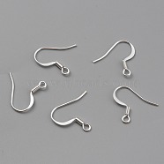 Brass Earring Hooks, Ear Wire, with Horizontal Loop, 925 Sterling Silver Plated, 16~18x16~18x1.5mm, Hole: 2mm, 20 Gauge, Pin: 0.8mm(KK-O131-08S)
