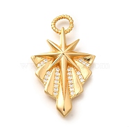 Brass Micro Pave Cubic Zirconia Pendants, Star, Real 18K Gold Plated, 34x21.5x4.5mm, Hole: 4x3.5mm(KK-U055-20G)