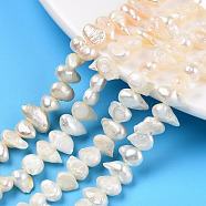 Natural Cultured Freshwater Pearl Beads Strands, Two Sides Polished, Nuggets, Creamy White, 4.5~6x5~10x3~5mm, Hole: 0.7mm, about 69~75pcs/strand, 14.76 inch~15.55 inch(37.5~39.5cm)(PEAR-N014-05)