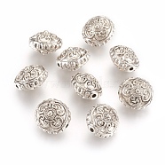 CCB Plastic Beads, Flat Round, Antique Silver, 15x14x11mm, Hole: 1.5mm(CCB-O001-13AS)
