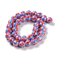 Handmade Porcelain Beads Strands, with Enamel, Round, Medium Purple, 10~11x9mm, Hole: 1.5mm, about 35pcs/strand, 12.80 inch(32.5cm)(PORC-L078-01M)