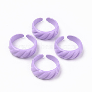 Spray Painted Alloy Cuff Rings, Open Rings, Cadmium Free & Lead Free, Lilac, US Size 7 1/4(17.5mm)(RJEW-T011-31C-RS)