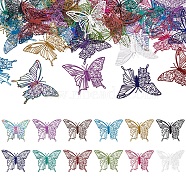 Pandahall 48Pcs 12 Colors Spray Painted 430 & 201 Stainless Steel  Filigree Pendants, Etched Metal Embellishments, Butterfly, Mixed Color, 31x40x0.3mm, Hole: 1.4mm, 4pcs/color(STAS-TA0002-20)