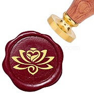 Brass Wax Seal Stamps with Rosewood Handle, for DIY Scrapbooking, Flower, 25mm(AJEW-WH0412-0072)
