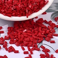 MIYUKI Half TILA Beads, Japanese Seed Beads, 2 Hole, (HTL408) Opaque Red, 5x2.3x1.9mm, Hole: 0.8mm, about 250pcs/10g(X-SEED-J020-HTL408)