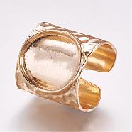 Cuff Brass Pad Finger Ring Settings, Size 9, Light Gold, Tray: 16.5x15mm, 19mm(KK-E703-01KCG)