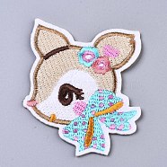 Sika Deer Appliques, Computerized Embroidery Cloth Iron on/Sew on Patches, Costume Accessories, Colorful, 77x61x1.5mm(DIY-S041-034)