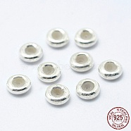 925 Sterling Silver Beads, with Rubber, Slider Stopper Beads, Rondelle, Silver, 5x2mm, Hole: 2mm(STER-I014-5mm-24S)