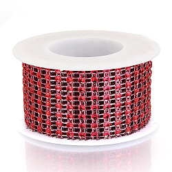 8 Rows Plastic Diamond Mesh Wrap Roll, Rhinestone Ribbon, with Spool, for Wedding, Birthday, Baby Shower, Arts & Crafts, Red, 40x1mm, about 6.56 Feet(2m)/roll(OCOR-N005-001C)