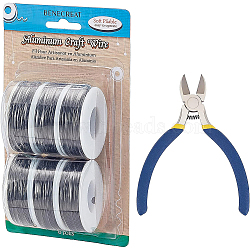 BENECREAT Round Aluminum Wire, with Iron Side Cutting Pliers, Black, 20 Gauge, 0.8mm, 36m/roll, 6 rolls(AW-BC0003-31C-0.8mm)