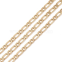 Ion Plating(IP) 304 Stainless Steel Mother-Son Chains, Unwelded, Decorative Chain, Golden,  4.5x11x1.2mm, 4.9x6x1.2mm(CHS-K001-84G)