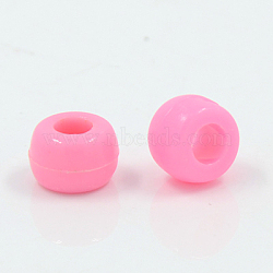 Acrylic European Beads, Rondelle, Large Hole Beads, Pearl Pink, 9x6mm, Hole: 4mm, about 1600pcs/500g(MACR-H005-07)