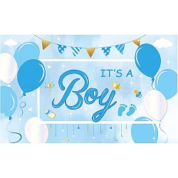 Polyester Hanging Banners Children Birthday, Birthday Party Idea Sign Supplies, It's A Boy, Sky Blue, 180x110cm(AJEW-WH0190-013)