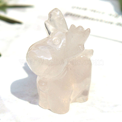 Christmas Natural Quartz Crystal Carved Healing Deer Figurines, Reiki Energy Stone Display Decorations, 20~30mm(WG18412-04)