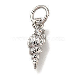 Rack Plating Brass Micro Pave Cubic Zirconia Charms, Cadmium Free & Lead Free, Long-Lasting Plated, Shell Shape, Platinum, 12x4x2mm, Hole: 3mm(KK-I720-56P)