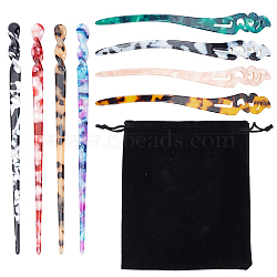 8Pcs 8 Styles Acrylic Hair Sticks, for Thin Thick Hair, Mixed Color, 175x10x9mm, 114x15x3mm, 1pc/style(OHAR-NB0001-18)