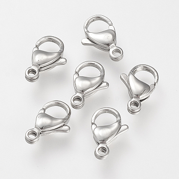 304 Stainless Steel Lobster Claw Clasps, Parrot Trigger Clasps, Stainless Steel Color, 12.5~13x8x3.5mm, Hole: 1.5mm