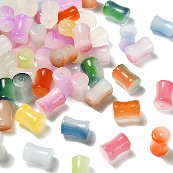 100Pcs Handmade Lampwork Beads, Bamboo Stick, Mixed Color, 12x8.5mm, Hole: 1.5mm
