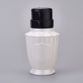 Empty Plastic Press Pump Bottle, Nail Polish Remover Clean Liquid Water Storage Bottle, with Flip Top Cap, White, 13.2x6.8cm