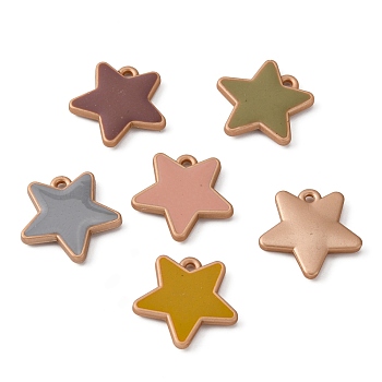 CCB Plastic Pendants, with Enamel, Star, Mixed Color, 23x23x3mm, Hole: 2mm