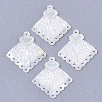 White Shell Chandelier Components Links, Rhombus, White, 23x21x2mm, Hole: 1mm
