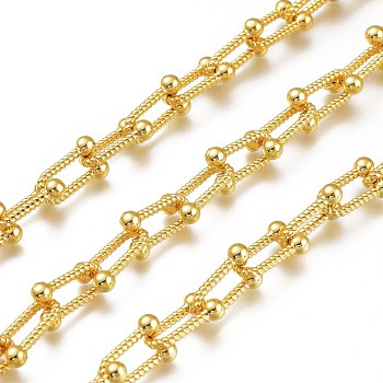 Alloy Link  Chains, Long-Lasting Plated, Unwelded, Cadmium Free & Lead Free, with Spool, Golden, Link: 16.5x9.5x4mm