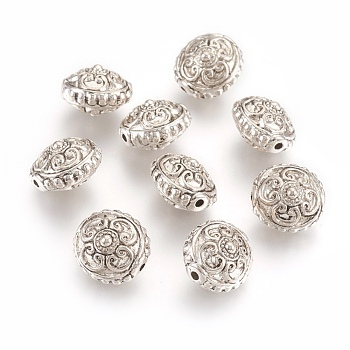 CCB Plastic Beads, Flat Round, Antique Silver, 15x14x11mm, Hole: 1.5mm