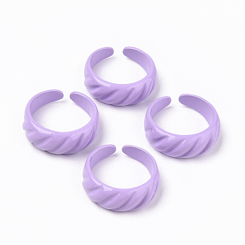 Spray Painted Alloy Cuff Rings, Open Rings, Cadmium Free & Lead Free, Lilac, US Size 7 1/4(17.5mm)