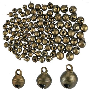 240Pcs 3 Style Brass Charms, Bell, Antique Bronze, 8~12.5x6~9.5mm, Hole: 1.5~2mm