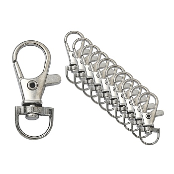 Alloy Swivel Lobster Claw Clasps, Swivel Snap Hook, Cadmium Free & Nickel Free & Lead Free, Gunmetal, 35x13mm, Hole: 8.5mm