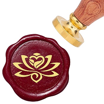 Brass Wax Seal Stamps with Rosewood Handle, for DIY Scrapbooking, Flower, 25mm