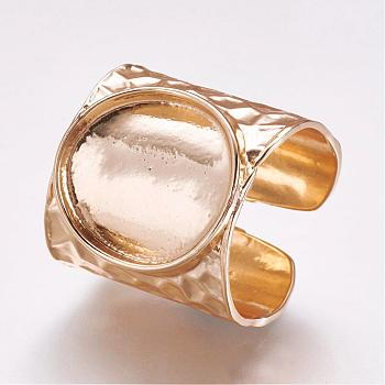 Cuff Brass Pad Finger Ring Settings, Size 9, Light Gold, Tray: 16.5x15mm, 19mm