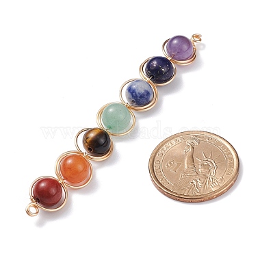 Natural Green Aventurine & Rose Quartz & Red Agate & Tiger Eye & Amethyst Links Connectors(PALLOY-JF01193)-3