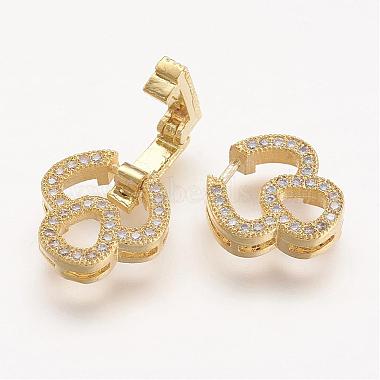 Brass Micro Pave Cubic Zirconia Fold Over Clasps(ZIRC-F047-13G)-2
