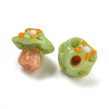 Yellow Green Mushroom Lampwork Beads