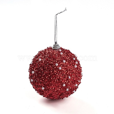 boule de noel mousse & plastique imitation perle pendentif décoration(FIND-G056-01B)-2