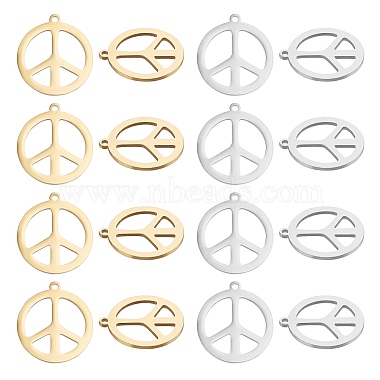 Mixed Color Peace Sign 201 Stainless Steel Pendants