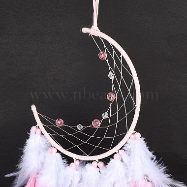 Iron Woven Web/Net with Feather Pendant Decorations(AJEW-P097-02)-3