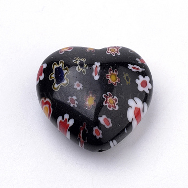 21mm Black Heart Millefiori Lampwork Beads