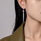 Cubic Zirconia Tulip with Chain Tassel Dangle Earrings(JE1049A)-4