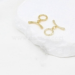 Brass Toggle Clasps, Long-Lasting Plated, Ring, Real 14K Gold Plated, 13x10.5x1.5mm, Hole: 1.2mm(FIND-TAC0036-14B-02G)