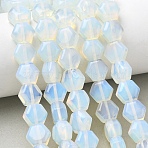 Opalite Beads Strands, Hexagon, 10~10.5x11~11.5x6.5~7mm, Hole: 1mm, about 37~38pcs/strand, 15.04~15.16''(38.2~38.5cm)(G-G463-A08-10x11mm)