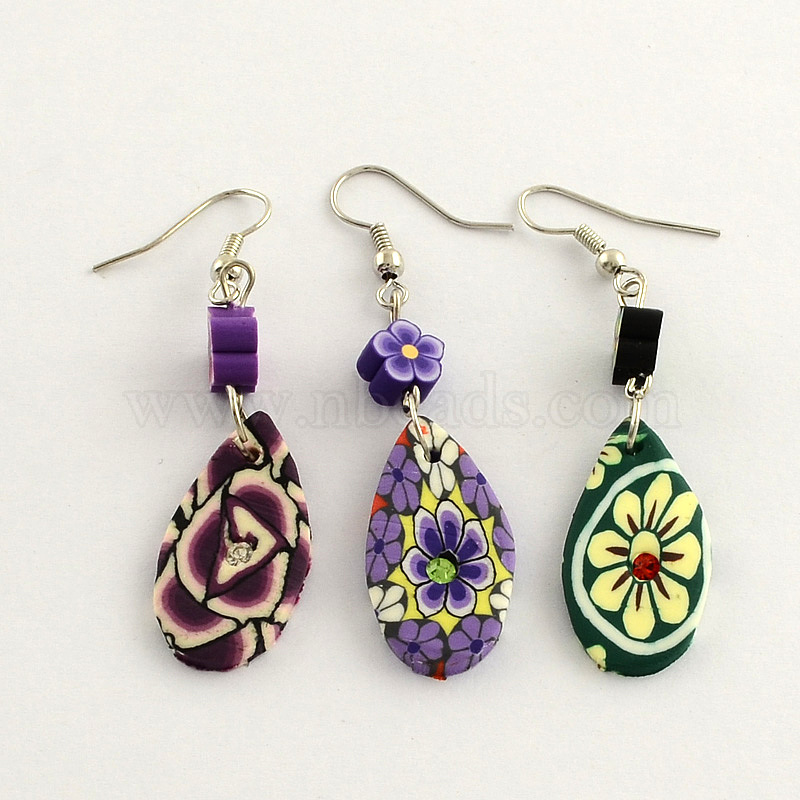 polymer clay teardrop earrings