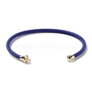 Stainless Steel Cuff Bangle Making, with Golden Tone Brass Finding, for Half Drilled Beads, Medium Blue, Inner Diameter: 1-3/4x2-3/8 inch(4.6x6cm), Pin: 1mm(MAK-C004-01G-09)