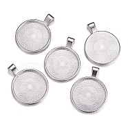 Metal Alloy Pendant Cabochon Settings, Plain Edge Bezel Cups, DIY Findings for Jewelry Making, Platinum, Cadmium Free & Lead Free, Tray: 24.5mm, 37x28x6.5mm, Hole: 6x4mm(PALLOY-A15654-N)